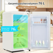 Refrigerador con congelador Merax, combinación frigorífico-congelador, frigorífico pequeño con 51L y congelador de 21L, silencioso, LED, estantes de vidrio, cajón para verduras, estantes en la puerta, para cocina, sala de estar, oficina, negro