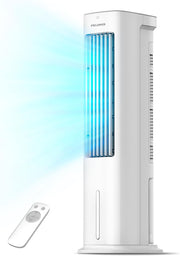 Enfriador de aire PELONIS con refrigeración por agua, aire acondicionado portátil, ventilador de 5L con refrigeración por agua, humidificador de aire con mando a distancia, 355m³/h, aire acondicionado sin tubo de escape