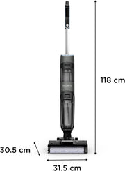 Aspirador escoba friegasuelos inalámbrico Rowenta X-Clean 4, aspiración y fregado potente, inteligente, 50 min de autonomía, autolimpieza GZ5037WO, negro