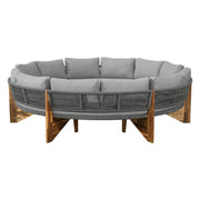Set de sofá seccional redondo de madera de acacia para exteriores con mesa de centro, 12 plazas