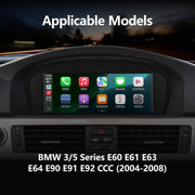 Autorradio para BMW Serie 3/5 E60 E61 E63 E64 E90 E91 E92 CCC (2004-2008), estéreo con CarPlay inalámbrico, Android Auto, retención del sistema iDrive, actualización de pantalla estéreo para coche basada en Linux