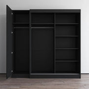 Armario de 2 puertas con espejo, frente de cristal, para 2 personas (Gris / Negro / Blanco)