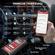 Escáner de diagnóstico para coche Thinkcar ThinkDiag 2, funciones OBD-II con 15 reinicios para sistemas completos, Bluetooth 5.0 compatible con protocolo CAN-FD, 1 año de actualización gratuita
