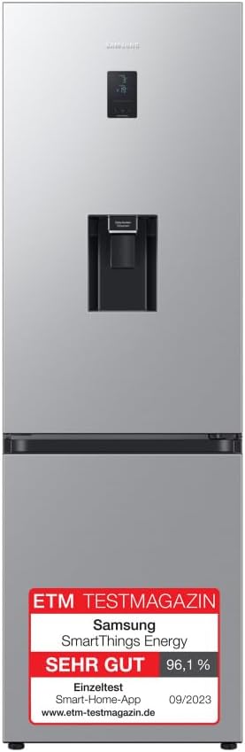 Frigorífico combi Samsung, refrigerador con congelador, 185 cm, 341 l de volumen total, 114 l de congelador, modo AI Energy, dispensador de agua, aspecto acero inoxidable, RL34C652CSA/EG