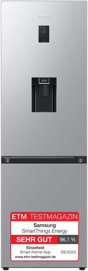 Frigorífico combi Samsung, refrigerador con congelador, 185 cm, 341 l de volumen total, 114 l de congelador, modo AI Energy, dispensador de agua, aspecto acero inoxidable, RL34C652CSA/EG