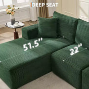 Sofá moderno de 108", sofá tapizado de 3 plazas en forma de L con cojines, sofá de asiento profundo, no requiere montaje