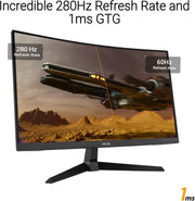 Monitor de juego ASUS TUF Gaming VG27VQM1B – 27 pulgadas Full HD, curvado, 280Hz, ELMB, tiempo de respuesta de 1ms, FreeSync Premium, 90% DCI-P3, DisplayWidget Center