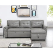 Sofá seccional reversible convertible con cama extraíble, chaise longue con almacenamiento oculto y patas duraderas