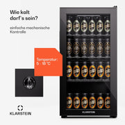 Mininevera Klarstein con puerta de cristal para habitaciones, refrigerador de bebidas con estantes ajustables, pequeño de 80 litros, frigorífico silencioso para interiores/exteriores