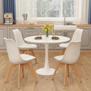 Mesa de comedor redonda extensible, 100/140x100x75 cm, mesa de comedor elíptica de madera para 2-8 personas, mesa de centro para cena, sala de estar y comedor (completamente blanca)