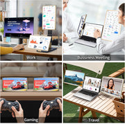 Extensión de pantalla de 15,6" para portátil, monitor portátil de triple pantalla, pantalla dual FHD 1080P para PC portátil, monitor portátil con USB HDMI, Plug & Play para Windows, Mac, Chrome