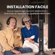 Avantree Duet - Auriculares inalámbricos dobles para televisión, sonido claro y volumen amplificado para personas mayores, instalación Plug & Play sencilla, con transmisor RF de 2,4 GHz y estación de carga