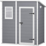 Caseta de jardín Keter Manor Pent 6x4 resistente a la intemperie, plástico, exterior, dimensiones exteriores: ancho x fondo x alto: 183,5 x 111 x 200,5 cm, dimensiones interiores: 168,5 x 97 x 154 cm, gris