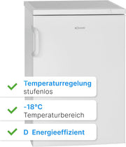 Congelador Bomann con 85 l de capacidad útil, congelador pequeño con 3 cajones, bisagra de puerta reversible, congelador con clasificación de 4 estrellas, silencioso y eficiente, solo 131 kWh/año - GS 2196.1 blanco