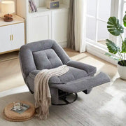 Sillón reclinable giratorio de pana con deslizamiento, reposapiés para sala de estar