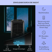 Aire acondicionado Klarstein, unidad de aire acondicionado 4 en 1, deshumidificador, ventilador y modo noche, aire acondicionado portátil con manguera de escape, control por aplicación, aire acondicionado para habitaciones de hasta 44 m², 9000 BTU, blanco