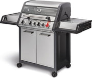 Barbacoa de gas Enders® MONROE PRO 3 SIK TURBO, 3 quemadores de acero inoxidable, hornillo lateral, quemador trasero infrarrojo, ventana PanoVision, quemadores HEAT RANGE, SWITCH GRID, 800 °C TURBO ZONE, SIMPLE CLEAN #8376, plata/negro