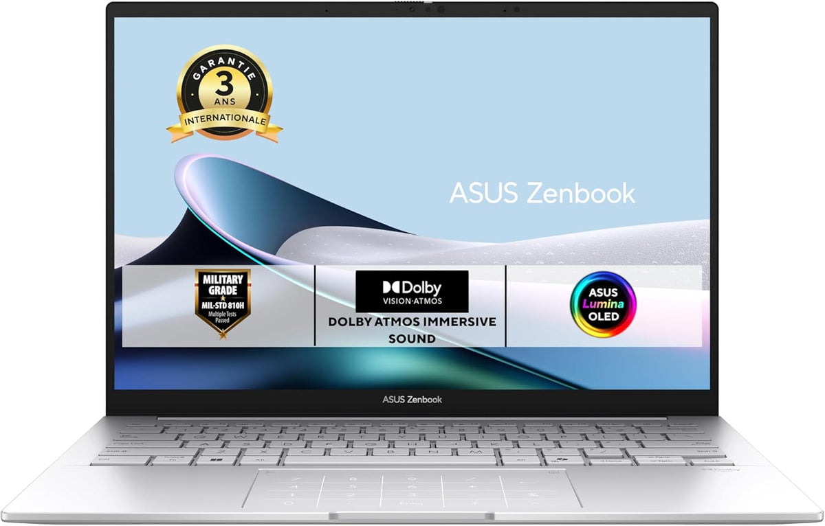 ASUS Zenbook 14 UX3405MA-QD225W, portátil OLED de 14 pulgadas FHD, 60 Hz (procesador Intel Core Ultra 7 de 4,8 GHz, 32 GB LPDDR5X, SSD NVMe de 1 TB, gráficos Intel Arc, Windows 11 Home) – Teclado AZERTY