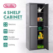 Gabinete organizador de almacenamiento de 4 estantes ajustables para garaje Sterilite, paquete de 2, gris