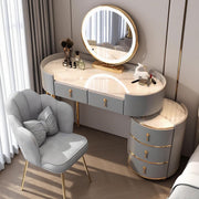 Tocador de maquillaje grande blanco, mesa de cosméticos con espejo de iluminación de 3 modos de color y taburete, mesa de maquillaje, tocador con 5 cajones, tocador de montaje flexible (Gris B, 100 cm)