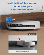 Robot aspirador ECOVACS T50 Pro Omni Gen2, 21000 Pa mejorado respecto al T30 Pro Omni, cepillo lateral y mopa extensibles, adición automática de solución de limpieza, lavado con agua caliente a 75 °C, blanco