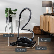 Aspiradora con bolsa Siemens Q5.0 Extreme silencePower VSQ5X1230, aspiradora de trineo, 850 W, negro y bolsas para aspiradora Swirl S 73 MicroPor® Plus, 4 unidades incl. filtro
