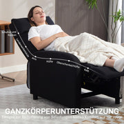 Sillón relax HOMCOM, sillón de televisión con función reclinable, sillón de TV con aspecto de lino, sillón reclinable acolchado con muelles ensacados, sillón de descanso con capacidad de hasta 150 kg para sala de estar, negro