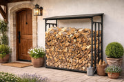 Estantería de metal para leña de exterior 185x70x185 cm Pro, perfil de acero de 40 mm, antracita, resistente a la intemperie, XXL 2,3 m³, soporte para apilado