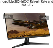 ASUS TUF Gaming VG279QM1A – Monitor gaming de 27" Full HD (1920x1080), 280Hz(OC), Fast IPS, ELMB Sync, 1ms (GTG), Freesync Premium, compatible con G-Sync, Variable Overdrive, 100% sRGB, HDR