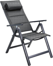 Juego de 4 sillas de jardín plegables Casaria®, acolchadas, de aluminio, ajustables en 8 posiciones, capacidad de carga de 120 kg, resistentes a la intemperie, para exterior, balcón, camping, con respaldo alto.