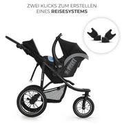 Cochecito Kinderkraft HELSI 2 hasta 27 kg, cochecito desde el nacimiento, cochecito deportivo con grandes ruedas neumáticas, función de reclinado, manillar ajustable, plegable, cesta inferior, negro