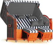 Strandkorb Hanse Ostsee 2,5 plazas Klassik XXL, 160 cm de ancho - Reclinable, ya montado, incluye ruedas para strandkorb, ideal para el hogar, balcón y terraza