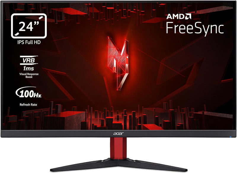 Monitor Gaming Acer Nitro KG242YEbiif 24" Full HD, 100Hz (1920x1080, 16:9, FreeSync, 1ms VRB, 250 nits, Comfyview, BlueLightShield, 2xHDMI 2.0/DP 1.2) Monitor para PC inclinable, color negro