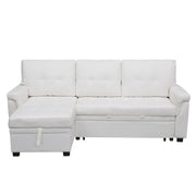 Sofá seccional reversible convertible con cama extraíble, chaise longue con almacenamiento oculto y patas duraderas