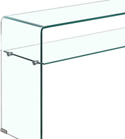 Consola de cristal transparente Meubletmoi de 100 cm con estante - Mesa de entrada de diseño contemporáneo - Ice