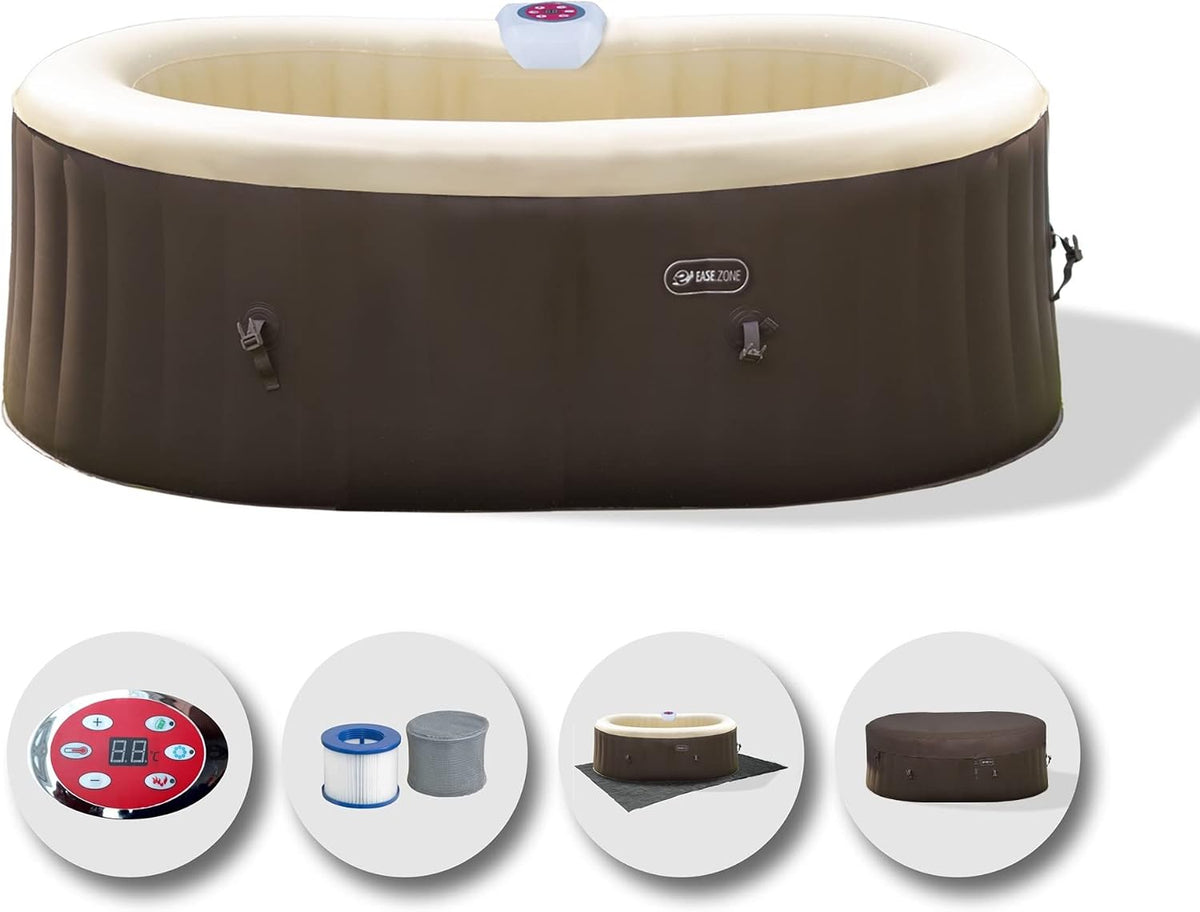 Jacuzzi hinchable, ovalado, 190 x 120 x 65 cm (550 L/145 gal) con bomba integrada de 30 W