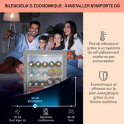 KLARSTEIN Mininevera para dormitorio y oficina, silenciosa, nevera bar 60L, para camping, estantes ajustables, ondulados para vino, latas, frigorífico de cerveza