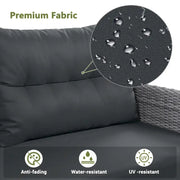 Juego de muebles de ratán para exteriores con mesa ajustable, sillones reclinables y 2 otomanas