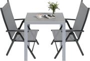Mesa de jardín de aluminio LIFERUN, mesa de balcón de WPC de 75x75 cm resistente a la intemperie, mesa cuadrada para terraza, mesa de comedor antideslizante para exteriores, marrón teca + gris claro