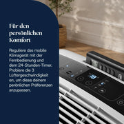 Acondicionador de aire portátil 3 en 1 De'Longhi Pinguino para hasta 27 m², 9400 BTU, silencioso, mando a distancia, 24 h, clase energética A, PACEM82