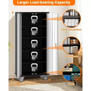 Gabinete de almacenamiento para garaje con ruedas y tablero perforado, armario de metal con cerradura de 72" de altura, 2 puertas y 4 estantes ajustables para taller de garaje