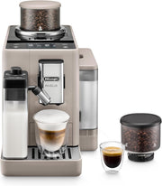 Cafetera superautomática De'Longhi Rivelia EXAM440.55.W con sistema de leche LatteCrema, recipiente de granos intercambiable, 16 bebidas de café y leche con solo tocar un botón, función Extra-Shot, pantalla táctil de 3,5 pulgadas, color blanco