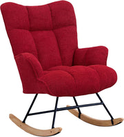 Mecedora sillón de lactancia con reposabrazos, sillón acolchado para lactancia, sillón relax para salón y habitación de bebé, capacidad de carga hasta 136 kg, burdeos
