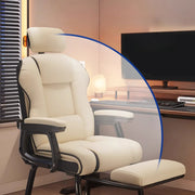 Silla ejecutiva ergonómica de cuero con respaldo alto color amarillo