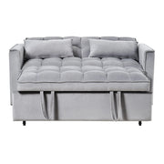 Sofá cama extraíble moderno, sofá cama 3 en 1 con respaldo ajustable, sofá biplaza de terciopelo, almohadas y bolsillos laterales