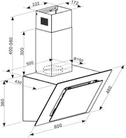 KLARSTEIN Eleonora - campana extractora, CEE A++, capacidad: 426 m3/h, control táctil, iluminación LED RGB, 60 dB, extracción o recirculación de aire, filtro de grasa, 60 cm - negro