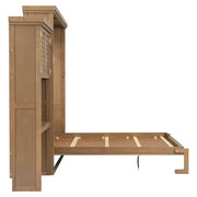 Cama Murphy tamaño queen Whisen Wood con múltiples estantes de almacenamiento y decoración estilo persiana