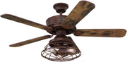 Ventilador de Techo para Interiores Barnett de 122 cm de Westinghouse Lighting 7220540 en Madera Natural, Kit de Iluminación LED Regulable con Pantalla de Jaula, Control Remoto Incluido