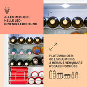 Mininevera Klarstein con puerta de cristal para habitaciones, refrigerador de bebidas con estantes ajustables, pequeño de 80 litros, frigorífico silencioso para interiores/exteriores