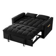 Sofá Cama Biplaza 4 en 1 con Apoyabrazos y Bolsillos de Almacenamiento, Sofá Cama Extraíble Tapizado Multifunción con Respaldo Ajustable